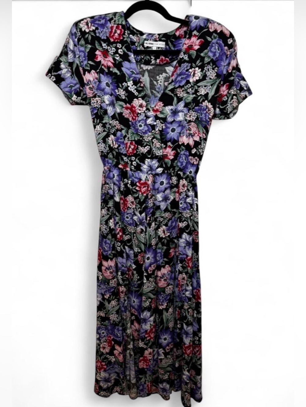 RE/DONE The Attico Womens Floral Midi Dress Black Sleeve Sz Small NO BELT